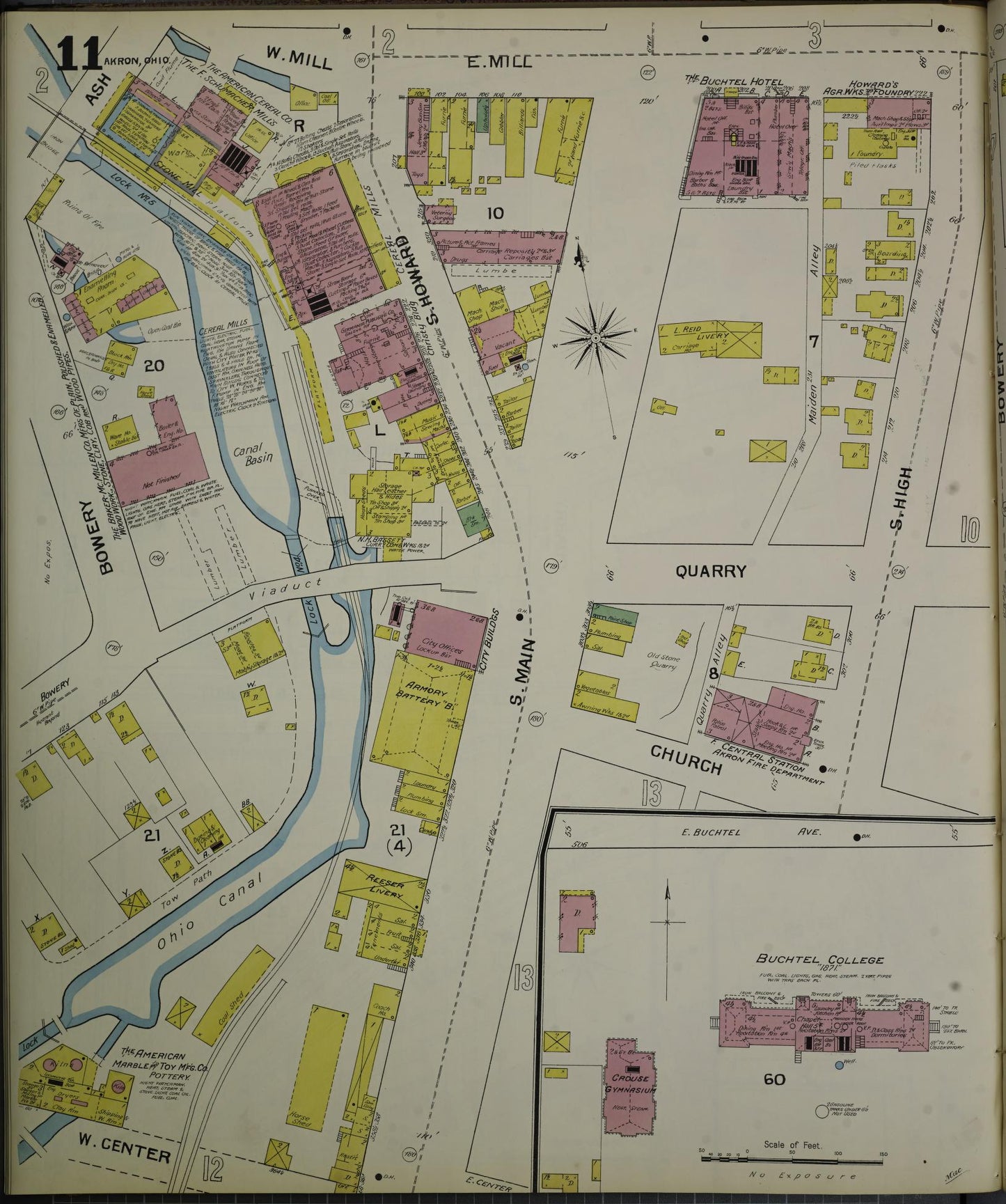 Sanborn Fire Insurance Map from Akron, Summit County, Ohio (1892), Sheet #0011 - Complete Map Set gallery image, historic Sanborn map, vintage wall art, Ohio Ohio