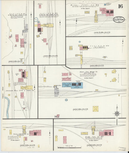 Sanborn Fire Insurance Map from Clinton, Vermillion County, Indiana (1915), Sheet #0016 - Historic Sanborn Fire Insurance Map Print, vintage old map wall art, antique decor, genealogy gift, Indiana Indiana map