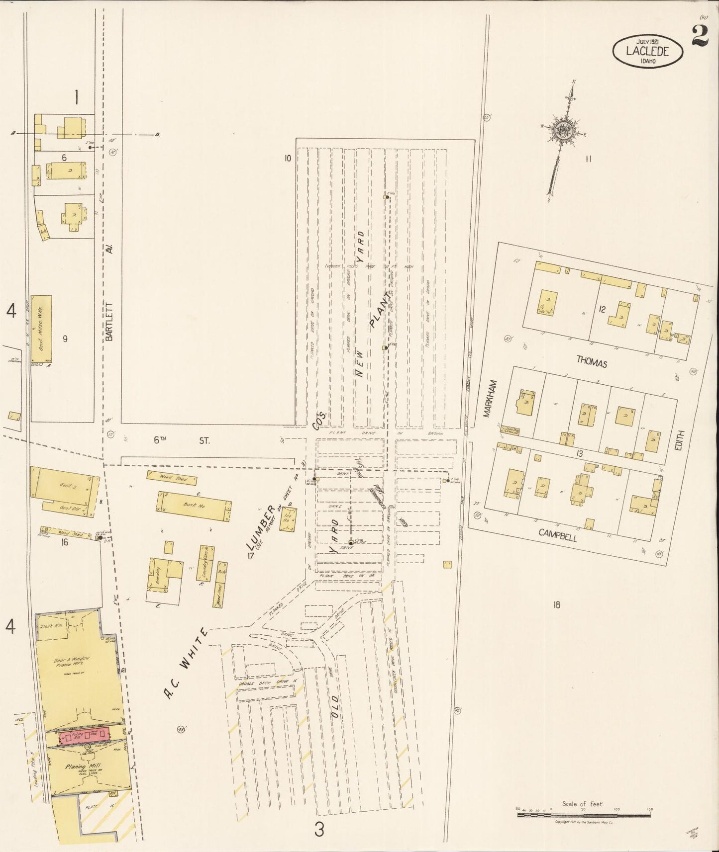 Sanborn Fire Insurance Map from Laclede, Bonner County, Idaho (1921), Sheet #0002 - Historic Sanborn Fire Insurance Map Print, vintage old map wall art, antique decor, genealogy gift, Idaho Idaho map