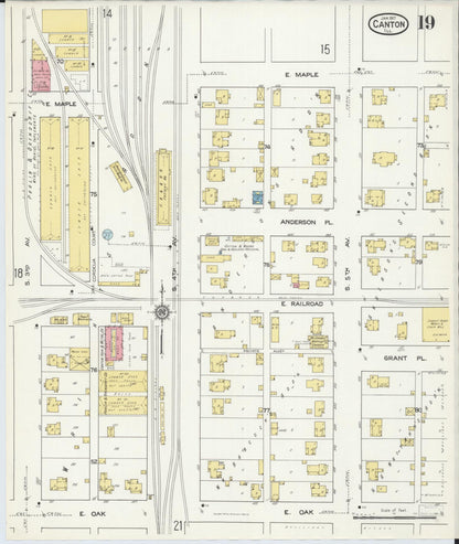 Sanborn Fire Insurance Map from Canton, Fulton County, Illinois (1917), Sheet #0019 - Complete Map Set gallery image, historic Sanborn map, vintage wall art, Illinois Illinois