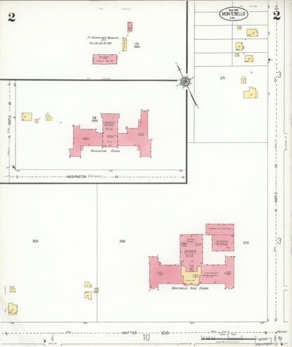 Sanborn Fire Insurance Map from Montebello, Los Angeles County, California (1925), Sheet #0002 - Complete Map Set gallery image, historic Sanborn map, vintage wall art, California California