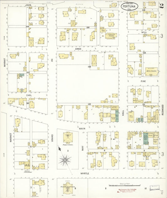 Sanborn Fire Insurance Map from Fortuna, Humboldt County, California (1900), Sheet #0002 - Historic Sanborn Fire Insurance Map Print, vintage old map wall art, antique decor, genealogy gift, California California map