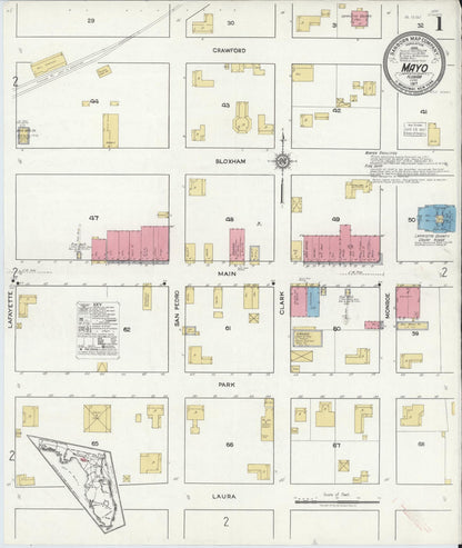 Sanborn Fire Insurance Map from Mayo, Lafayette County, Florida (1917), Sheet #0001 - Complete Map Set gallery image, historic Sanborn map, vintage wall art, Florida Florida