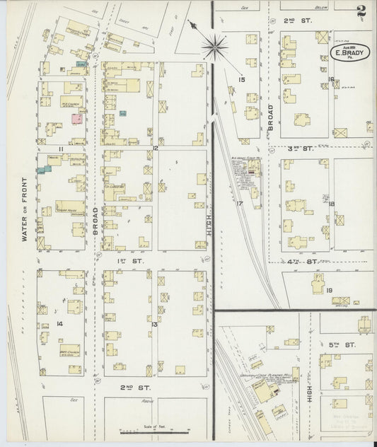 Sanborn Fire Insurance Map from East Brady, Clarion County, Pennsylvania (1891), Sheet #0002 - Historic Sanborn Fire Insurance Map Print, vintage old map wall art, antique decor, genealogy gift, Pennsylvania Pennsylvania map