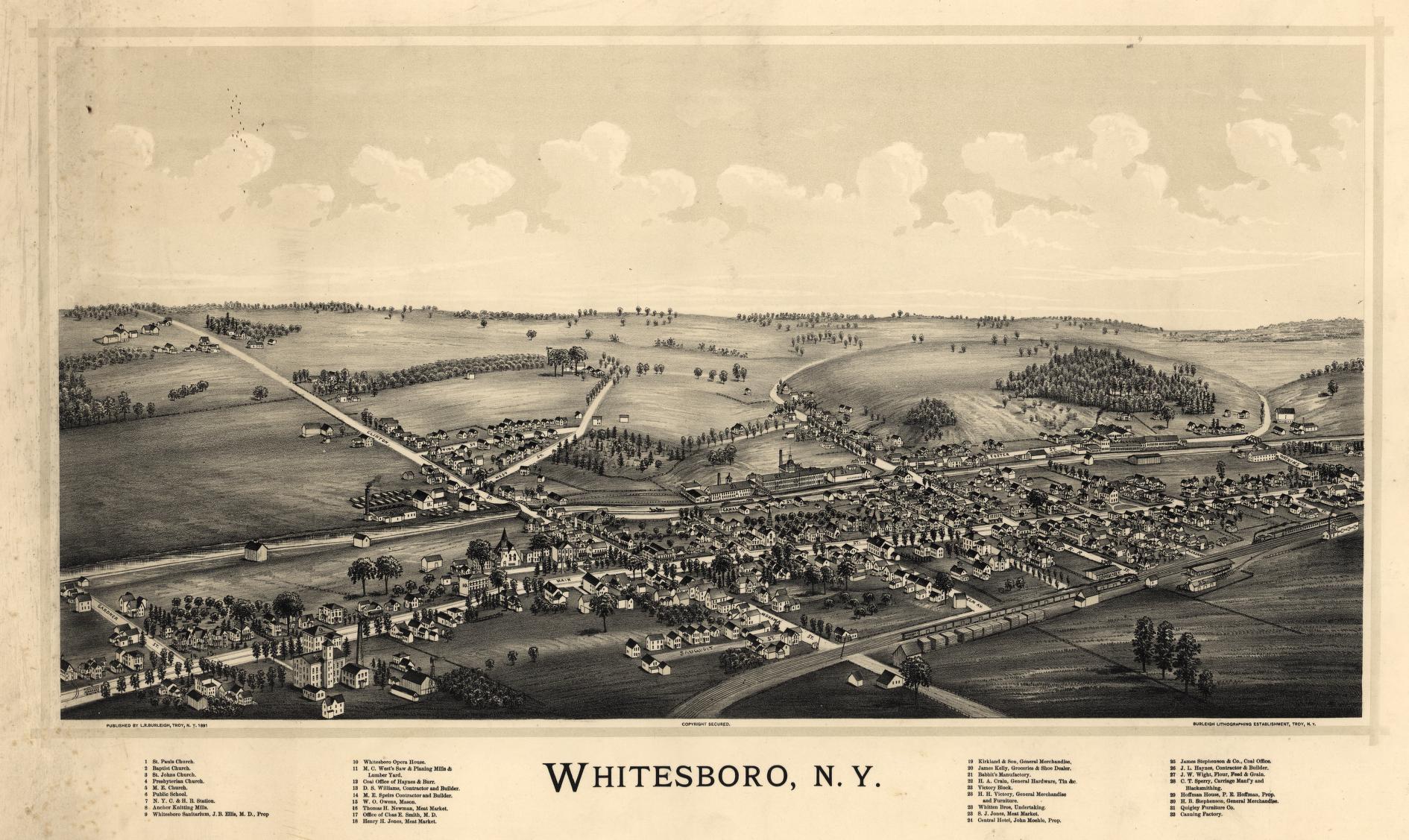 Whitesboro, N.Y. (1891) – Historic Bird’s-Eye View Panorama Print