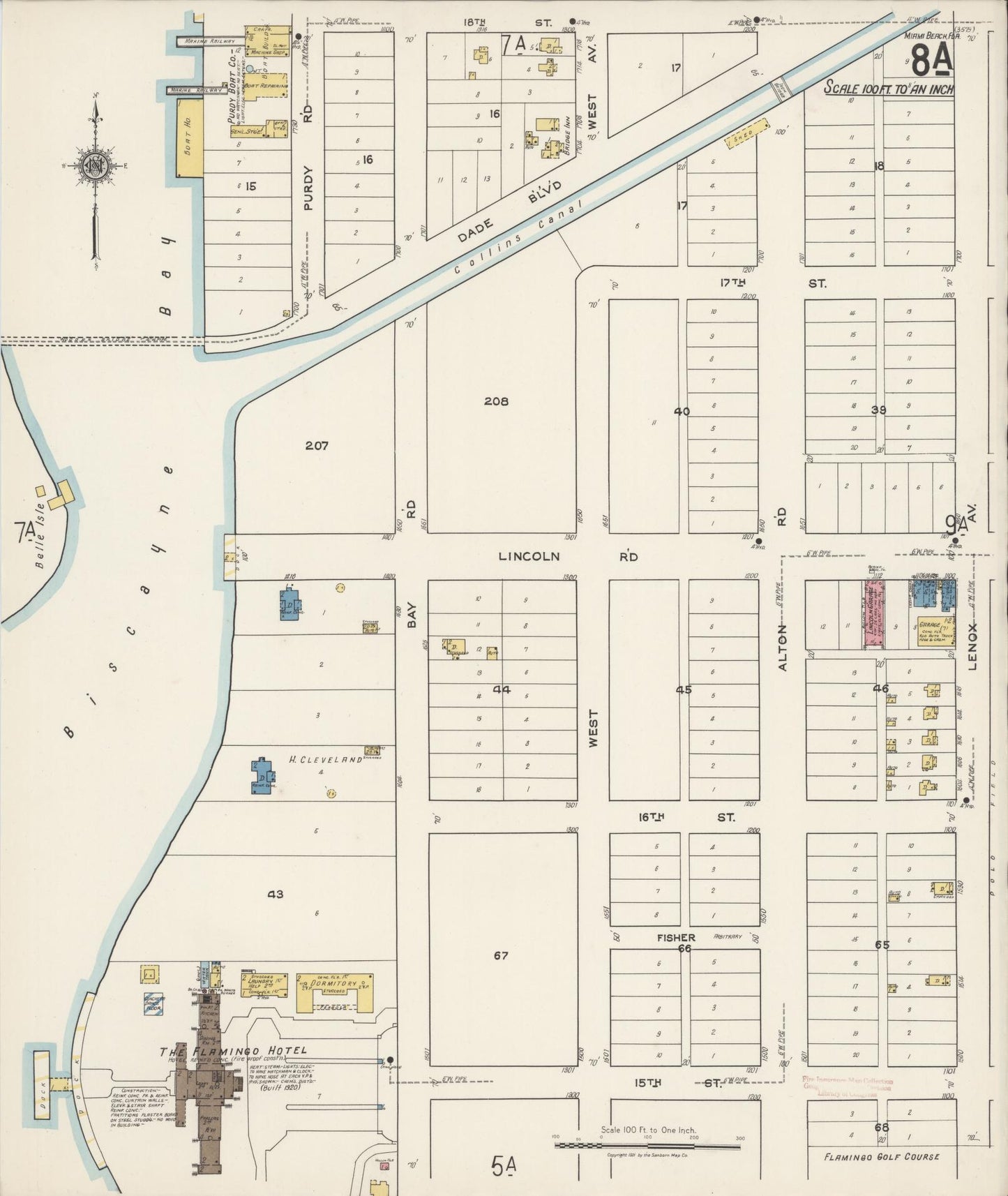Sanborn Fire Insurance Map from Miami Beach, Dade County, Florida (1921), Sheet #0008 - Historic Sanborn Fire Insurance Map Print, vintage old map wall art, antique decor, genealogy gift, Florida Florida map