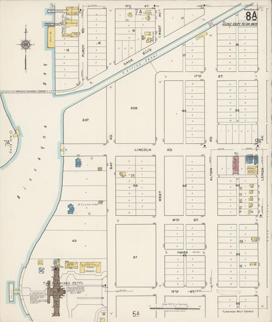 Sanborn Fire Insurance Map from Miami Beach, Dade County, Florida (1921), Sheet #0008 - Historic Sanborn Fire Insurance Map Print, vintage old map wall art, antique decor, genealogy gift, Florida Florida map