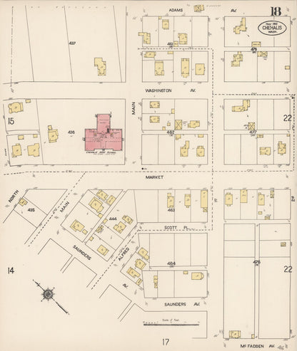 Sanborn Fire Insurance Map from Chehalis, Lewis County, Washington (1912), Sheet #0018 - Complete Map Set gallery image, historic Sanborn map, vintage wall art, Washington Washington