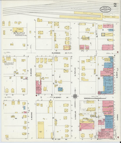 Sanborn Fire Insurance Map from Sapulpa, Creek County, Oklahoma (1911), Sheet #0002 - Complete Map Set gallery image, historic Sanborn map, vintage wall art, Oklahoma Oklahoma