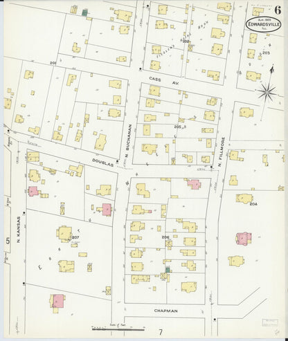 Sanborn Fire Insurance Map from Edwardsville, Madison County, Illinois (1909), Sheet #0006 - Complete Map Set gallery image, historic Sanborn map, vintage wall art, Illinois Illinois