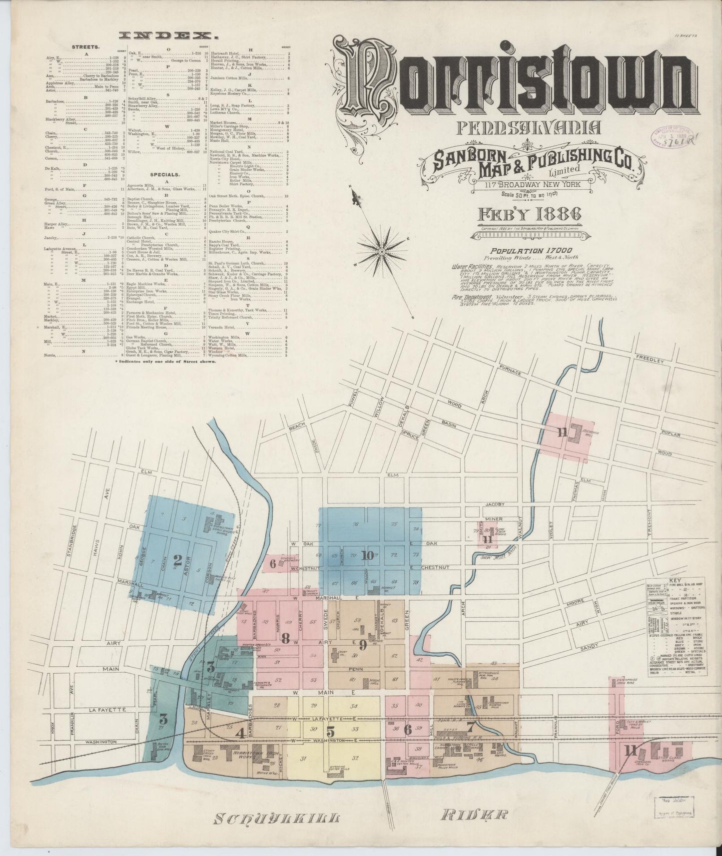 Sanborn Fire Insurance Map from Norristown, Montgomery County, Pennsylvania (1886), Sheet #0001 - Complete Map Set gallery image, historic Sanborn map, vintage wall art, Pennsylvania Pennsylvania
