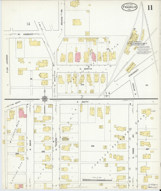 Sanborn Fire Insurance Map from Franklin, Johnson County, Indiana (1916), Sheet #0011 - Historic Sanborn Fire Insurance Map Print, vintage old map wall art, antique decor, genealogy gift, Indiana Indiana map