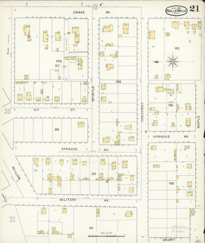 Sanborn Fire Insurance Map from Walla Walla, Walla Walla County, Washington (1894), Sheet #0021 - Complete Map Set gallery image, historic Sanborn map, vintage wall art, Washington Washington