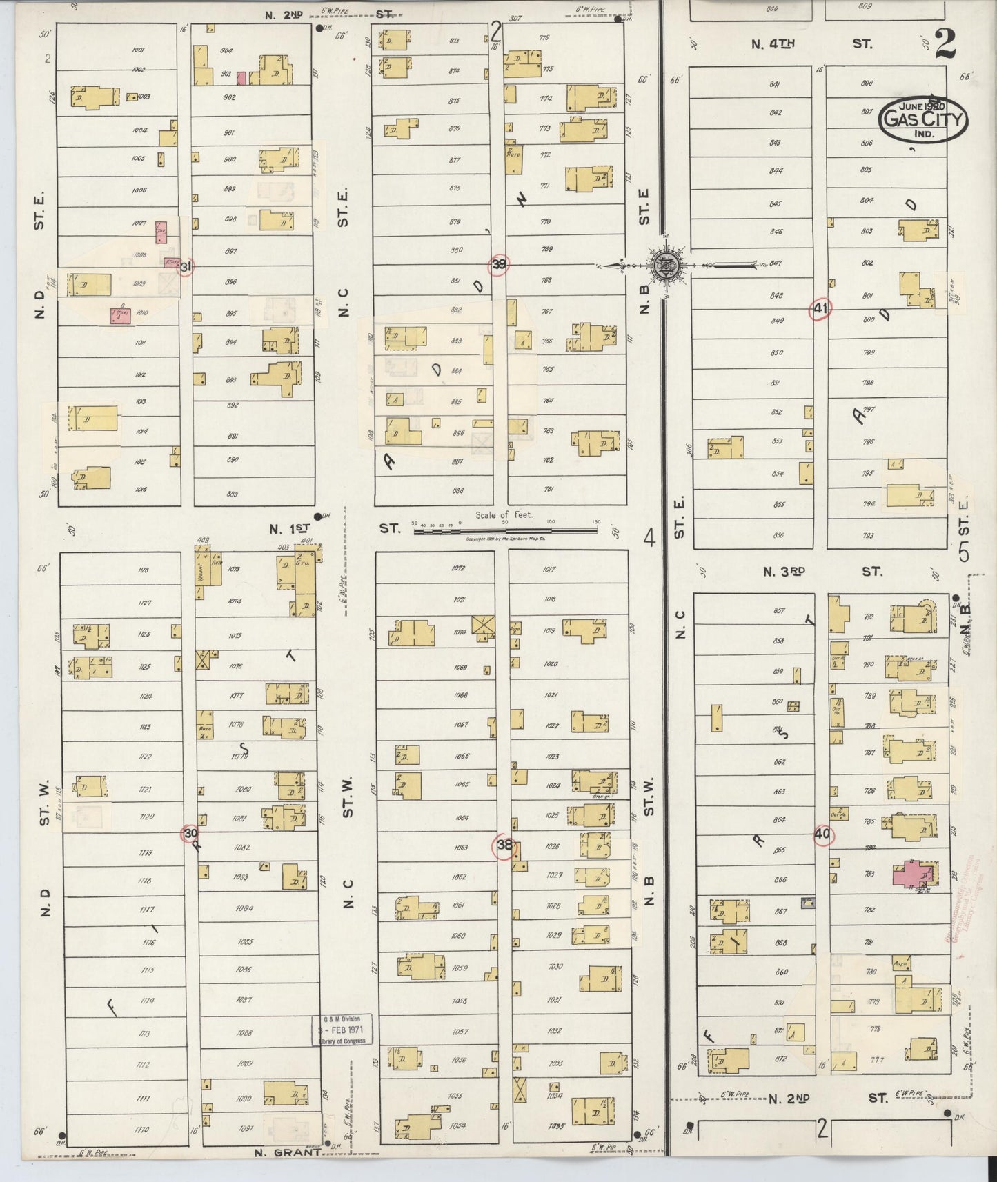 Sanborn Fire Insurance Map from Gas City, Grant County, Indiana (1932), Sheet #0002 - Complete Map Set gallery image, historic Sanborn map, vintage wall art, Indiana Indiana