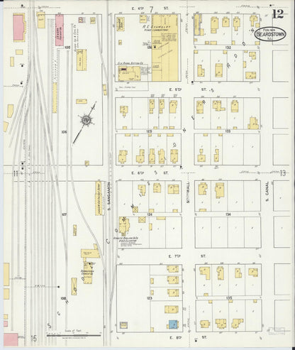 Sanborn Fire Insurance Map from Beardstown, Cass County, Illinois (1919), Sheet #0012 - Historic Sanborn Fire Insurance Map Print, vintage old map wall art, antique decor, genealogy gift, Illinois Illinois map