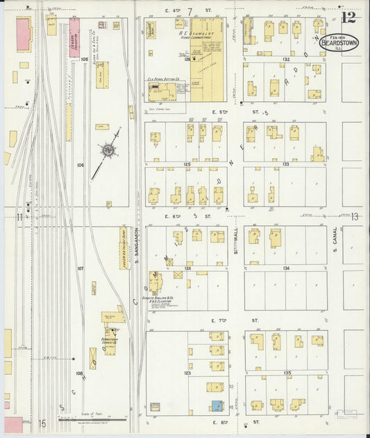 Sanborn Fire Insurance Map from Beardstown, Cass County, Illinois (1919), Sheet #0012 - Historic Sanborn Fire Insurance Map Print, vintage old map wall art, antique decor, genealogy gift, Illinois Illinois map