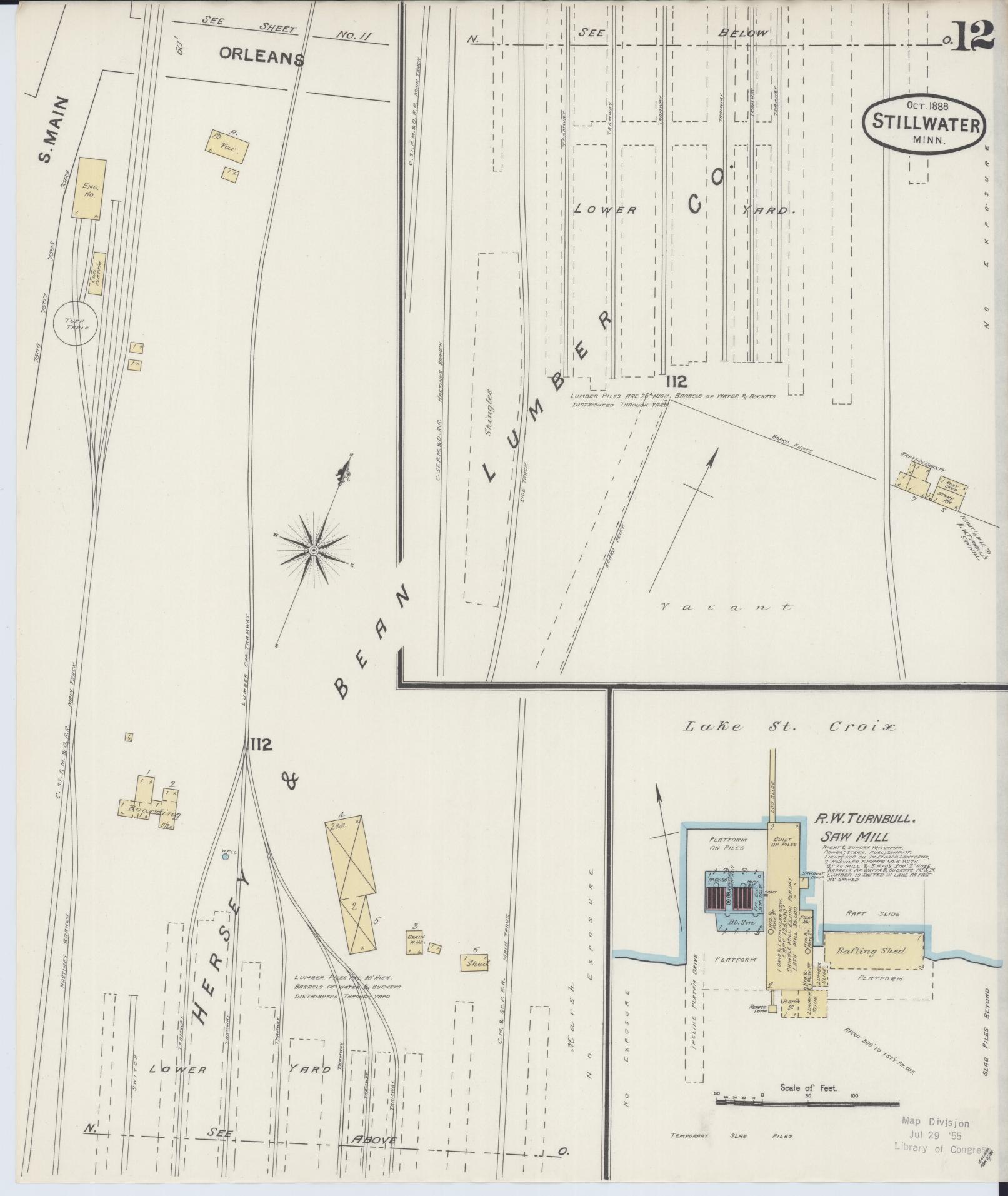 Sanborn Fire Insurance Map from Stillwater, Washington County, Minnesota (1888), Sheet #0012 - Complete Map Set gallery image, historic Sanborn map, vintage wall art, Minnesota Minnesota