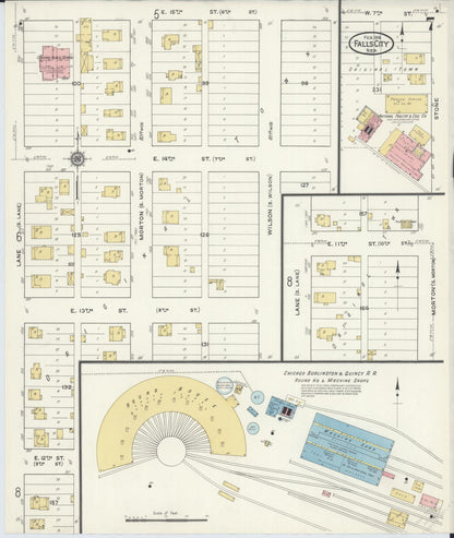 Sanborn Fire Insurance Map from Falls City, Richardson County, Nebraska (1916), Sheet #0007 - Complete Map Set gallery image, historic Sanborn map, vintage wall art, Nebraska Nebraska