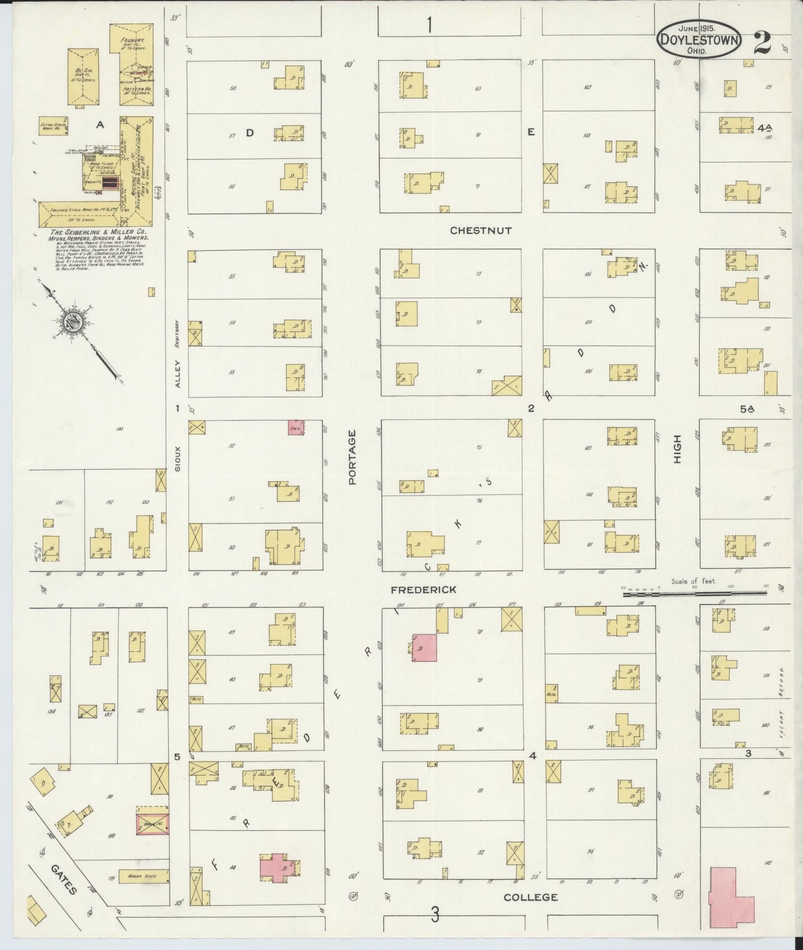 Sanborn Fire Insurance Map from Doylestown, Wayne County, Ohio (1915), Sheet #0002 - Historic Sanborn Fire Insurance Map Print, vintage old map wall art, antique decor, genealogy gift, Ohio Ohio map