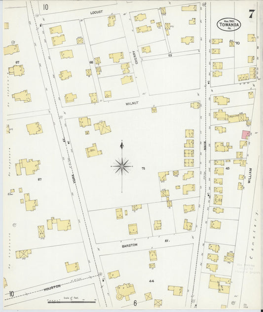 Sanborn Fire Insurance Map from Towanda, Bradford County, Pennsylvania (1903), Sheet #0007 - Historic Sanborn Fire Insurance Map Print, vintage old map wall art, antique decor, genealogy gift, Pennsylvania Pennsylvania map