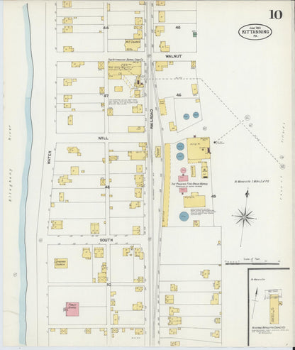 Sanborn Fire Insurance Map from Kittanning, Armstrong County, Pennsylvania (1903), Sheet #0010 - Historic Sanborn Fire Insurance Map Print, vintage old map wall art, antique decor, genealogy gift, Pennsylvania Pennsylvania map