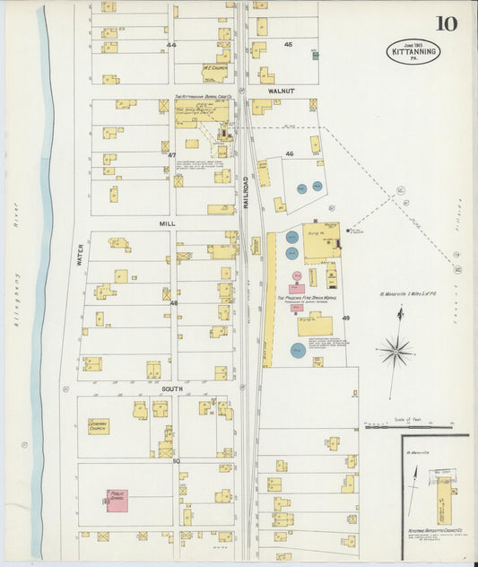Sanborn Fire Insurance Map from Kittanning, Armstrong County, Pennsylvania (1903), Sheet #0010 - Historic Sanborn Fire Insurance Map Print, vintage old map wall art, antique decor, genealogy gift, Pennsylvania Pennsylvania map