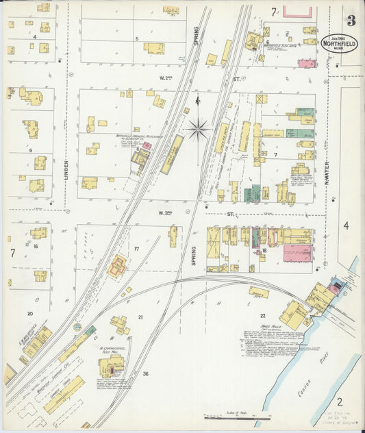 Sanborn Fire Insurance Map from Northfield, Rice County, Minnesota (1900), Sheet #0003 - Historic Sanborn Fire Insurance Map Print, vintage old map wall art, antique decor, genealogy gift, Minnesota Minnesota map