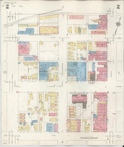 Sanborn Fire Insurance Map from Michigan City, La Porte County, Indiana (1948), Sheet #0002 - Historic Sanborn Fire Insurance Map Print, vintage old map wall art, antique decor, genealogy gift, Michigan Michigan map