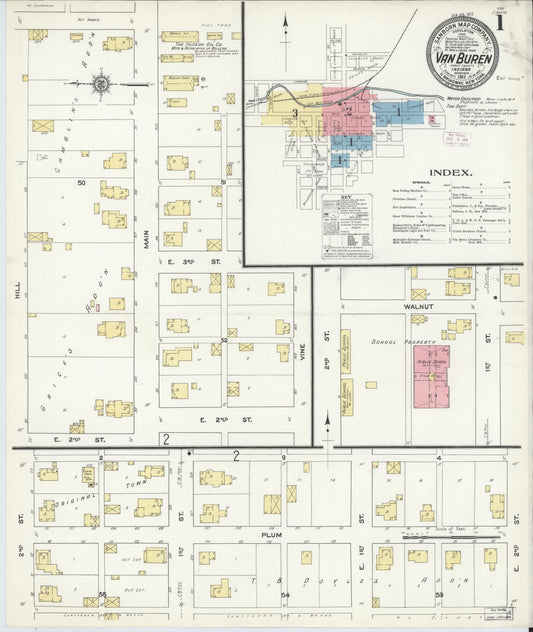 Sanborn Fire Insurance Map from Van Buren, Grant County, Indiana (1911), Sheet #0001 - Historic Sanborn Fire Insurance Map Print, vintage old map wall art, antique decor, genealogy gift, Indiana Indiana map