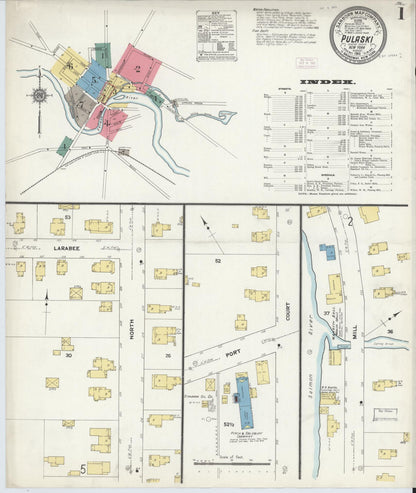 Sanborn Fire Insurance Map from Pulaski, Oswego County, New York (1911), Sheet #0001 - Complete Map Set gallery image, historic Sanborn map, vintage wall art, New York New York