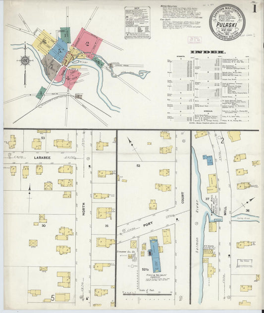 Sanborn Fire Insurance Map from Pulaski, Oswego County, New York (1911), Sheet #0001 - Complete Map Set gallery image, historic Sanborn map, vintage wall art, New York New York