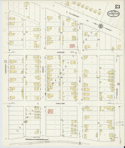 Sanborn Fire Insurance Map from Covington, Independent Cities, Virginia (1913), Sheet #0013 - Complete Map Set gallery image, historic Sanborn map, vintage wall art, Virginia Virginia