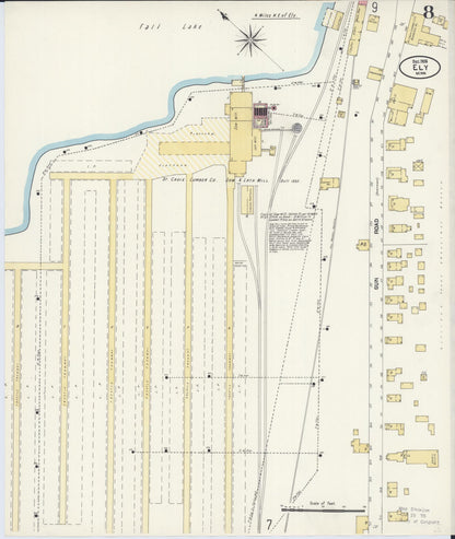 Sanborn Fire Insurance Map from Ely, Saint Louis County, Minnesota (1906), Sheet #0008 - Complete Map Set gallery image, historic Sanborn map, vintage wall art, Minnesota Minnesota