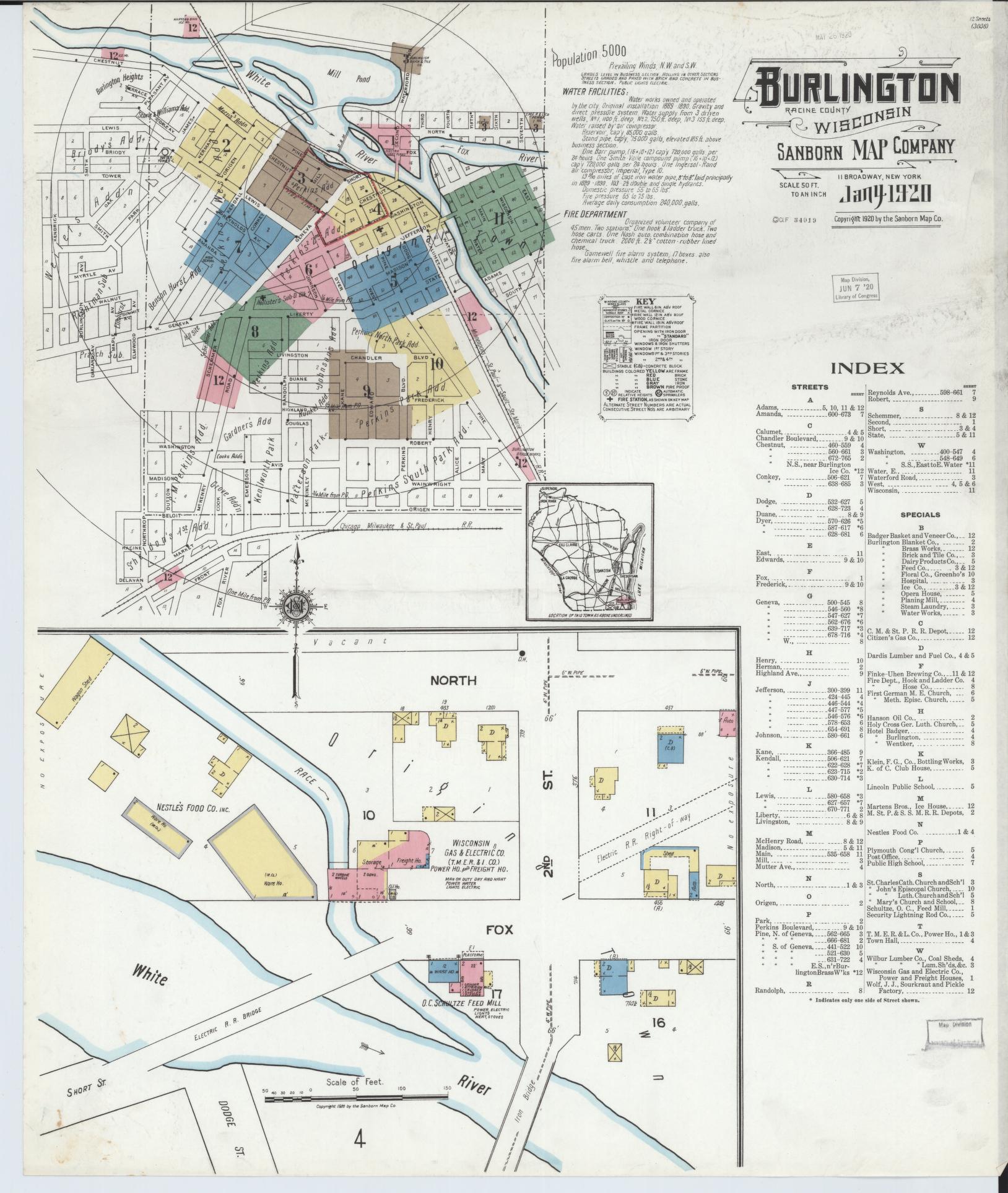 Burlington, Racine County, Wisconsin (1920) – Sanborn Fire Insurance Map – Map View