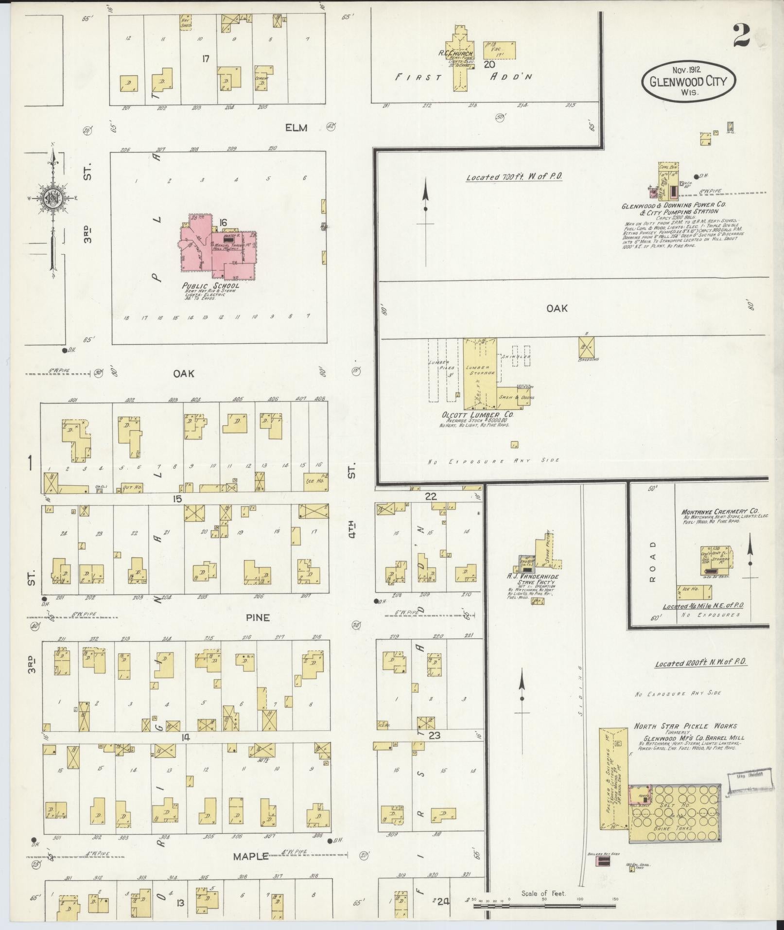 Sanborn Fire Insurance Map from Glenwood City, St. Croix County, Wisconsin (1912), Sheet #0002 - Historic Sanborn Fire Insurance Map Print, vintage old map wall art, antique decor, genealogy gift, Wisconsin Wisconsin map