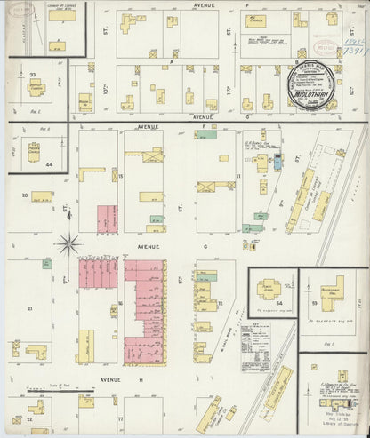 Sanborn Fire Insurance Map from Midlothian, Ellis County, Texas (1898), Sheet #0001 - Historic Sanborn Fire Insurance Map Print, vintage old map wall art, antique decor, genealogy gift, Texas Texas map