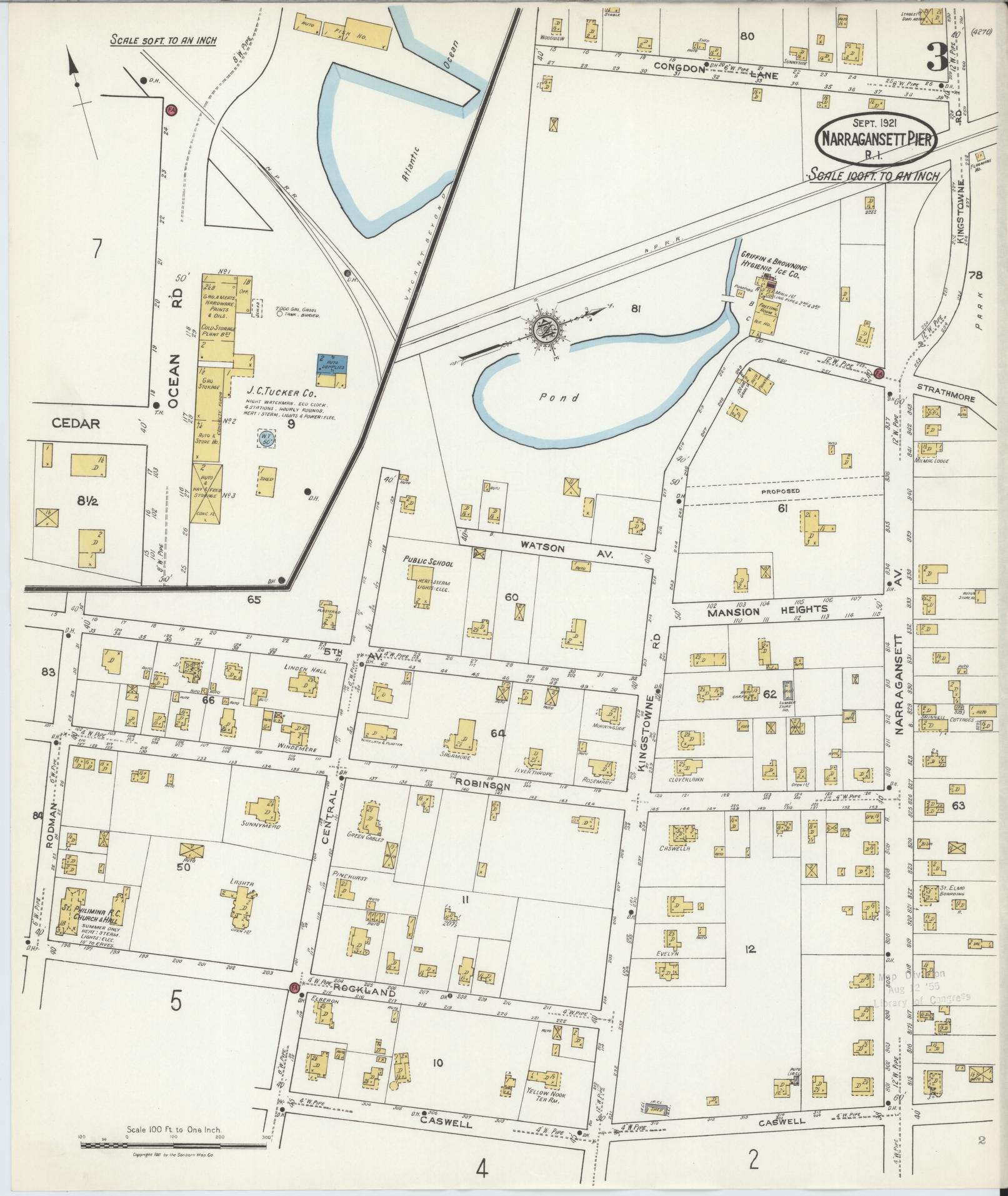 Sanborn Fire Insurance Map from Narragansett Pier, Washington County, Rhode Island (1921), Sheet #0003 - Complete Map Set gallery image, historic Sanborn map, vintage wall art, Rhode Island Rhode Island