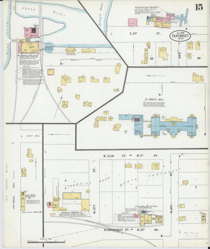 Sanborn Fire Insurance Map from Faribault, Rice County, Minnesota (1899), Sheet #0015 - Complete Map Set gallery image, historic Sanborn map, vintage wall art, Minnesota Minnesota