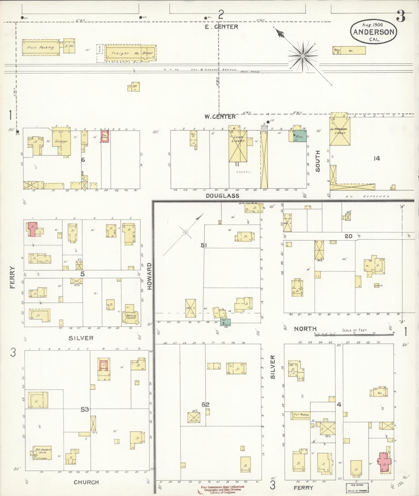 Sanborn Fire Insurance Map from Anderson, Shasta County, California (1900), Sheet #0003 - Historic Sanborn Fire Insurance Map Print, vintage old map wall art, antique decor, genealogy gift, California California map