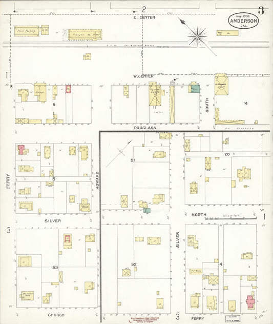 Sanborn Fire Insurance Map from Anderson, Shasta County, California (1900), Sheet #0003 - Historic Sanborn Fire Insurance Map Print, vintage old map wall art, antique decor, genealogy gift, California California map
