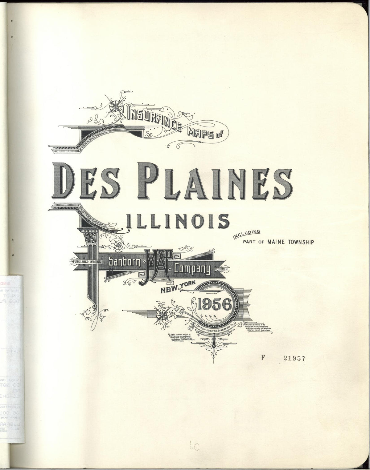 Sanborn Fire Insurance Map from Des Plaines, Cook County, Illinois (1956), Sheet #0001 - Historic Sanborn Fire Insurance Map Print, vintage old map wall art, antique decor, genealogy gift, Illinois Illinois map