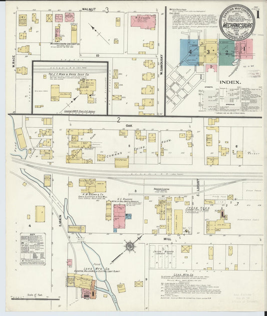 Sanborn Fire Insurance Map from Mechanicsburg, Champaign County, Ohio (1911), Sheet #0001 - Historic Sanborn Fire Insurance Map Print, vintage old map wall art, antique decor, genealogy gift, Ohio Ohio map