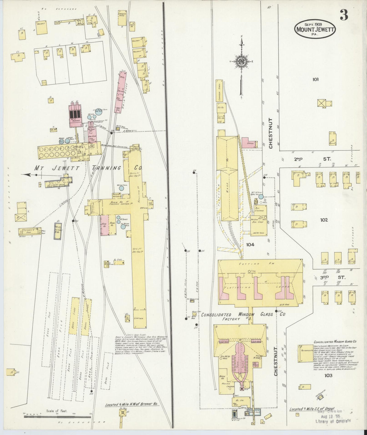 Sanborn Fire Insurance Map from Mount Jewett, McKean County, Pennsylvania (1909), Sheet #0003 - Complete Map Set gallery image, historic Sanborn map, vintage wall art, Pennsylvania Pennsylvania