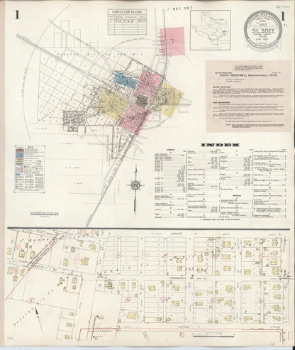 Sanborn Fire Insurance Map from Silsbee, Hardin County, Texas (1942), Sheet #0001 - Historic Sanborn Fire Insurance Map Print, vintage old map wall art, antique decor, genealogy gift, Texas Texas map