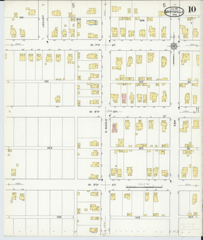 Sanborn Fire Insurance Map from Marysville, Union County, Ohio (1916), Sheet #0010 - Historic Sanborn Fire Insurance Map Print, vintage old map wall art, antique decor, genealogy gift, Ohio Ohio map