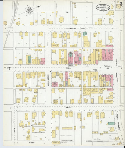 Sanborn Fire Insurance Map from Woodsfield, Monroe County, Ohio (1905), Sheet #0003 - Historic Sanborn Fire Insurance Map Print, vintage old map wall art, antique decor, genealogy gift, Ohio Ohio map