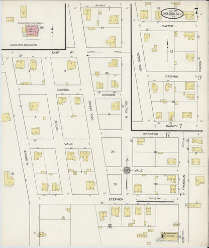 Sanborn Fire Insurance Map from Marshall, Harrison County, Texas (1915), Sheet #0007 - Historic Sanborn Fire Insurance Map Print, vintage old map wall art, antique decor, genealogy gift, Texas Texas map