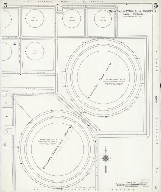 Sanborn Fire Insurance Map from Los Angeles Co., Los Angeles County, California (1923), Sheet #0005 - Historic Sanborn Fire Insurance Map Print, vintage old map wall art, antique decor, genealogy gift, California California map