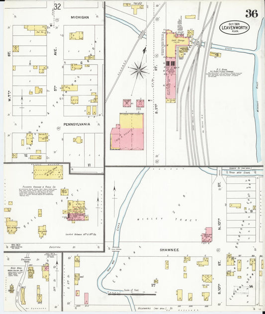 Sanborn Fire Insurance Map from Leavenworth, Leavenworth County, Kansas (1905), Sheet #0037 - Historic Sanborn Fire Insurance Map Print, vintage old map wall art, antique decor, genealogy gift, Kansas Kansas map