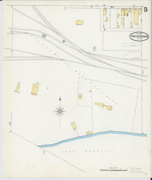 Sanborn Fire Insurance Map from Two Harbors, Lake County, Minnesota (1892), Sheet #0005 - Historic Sanborn Fire Insurance Map Print, vintage old map wall art, antique decor, genealogy gift, Minnesota Minnesota map